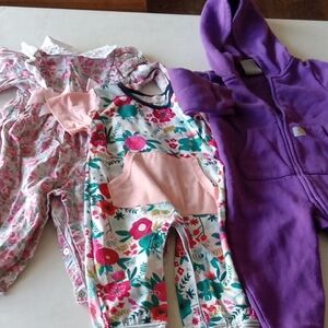 Carhartt Purple and Floral Kids Bodysuits
